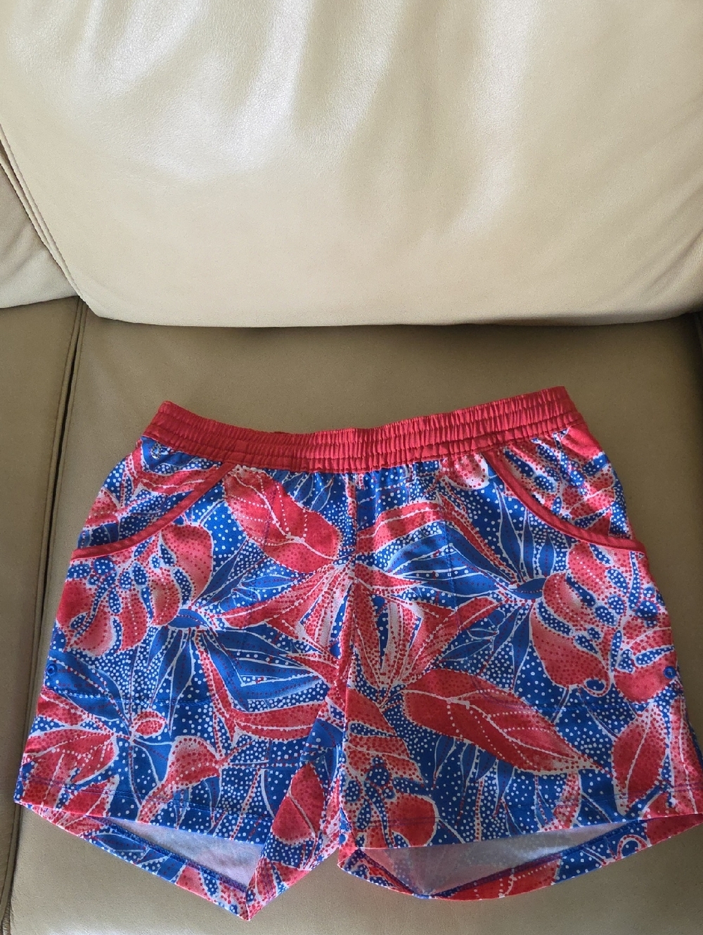Columbia PFG Coral Waistband Blue & Coral Printed Shorts